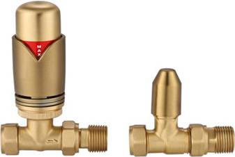 Brushed gold radiator G-Rad Straight Trv Thermostatic Radiator Valve
