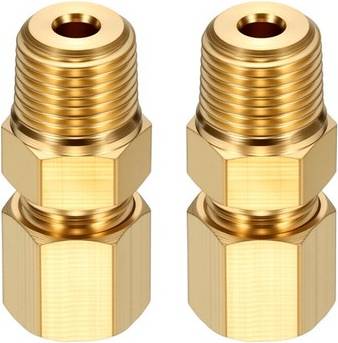 16 x 1 3 8" 2pack Brass Compression Fitting Straight Connector