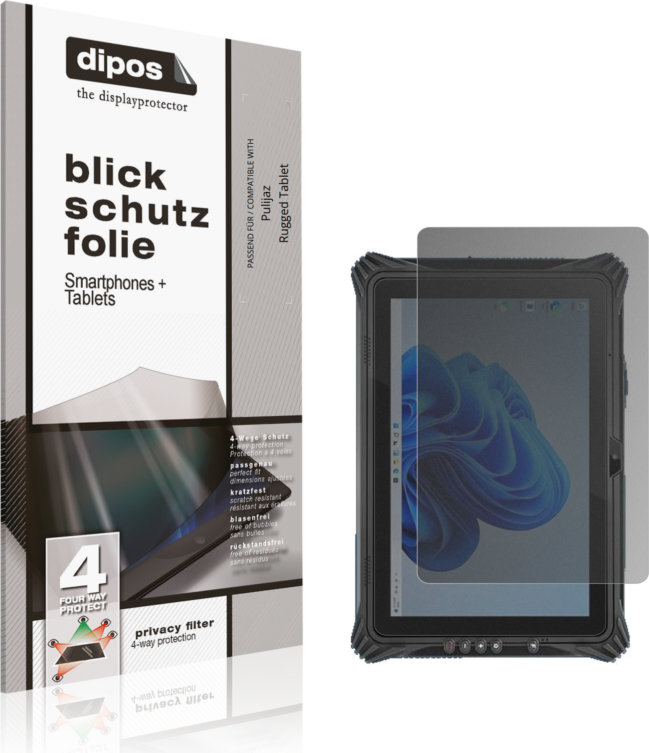 Dipos Screen Protector For Pulijaz Rugged Tablet Privacy Filter