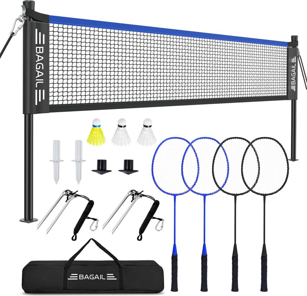 Bagail Outdoor Badminton Net Set With Anti-Sag Winch System