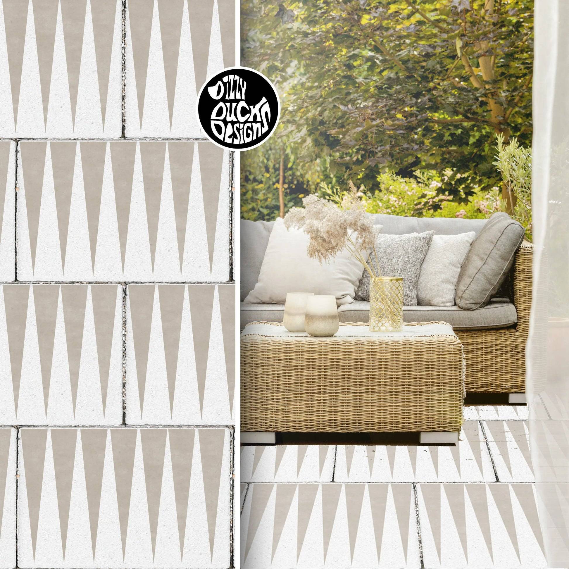 Slim Triangle Patio Stencil for Rectangular Slabs