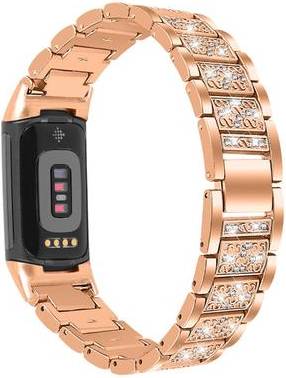 Fitbit Charge 5 Bling Rhinestone Watch Strap Rose Gold