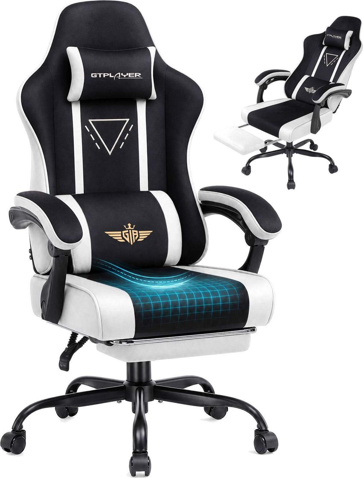 GTPLAYER Swiveling PC Racing Game Chair White