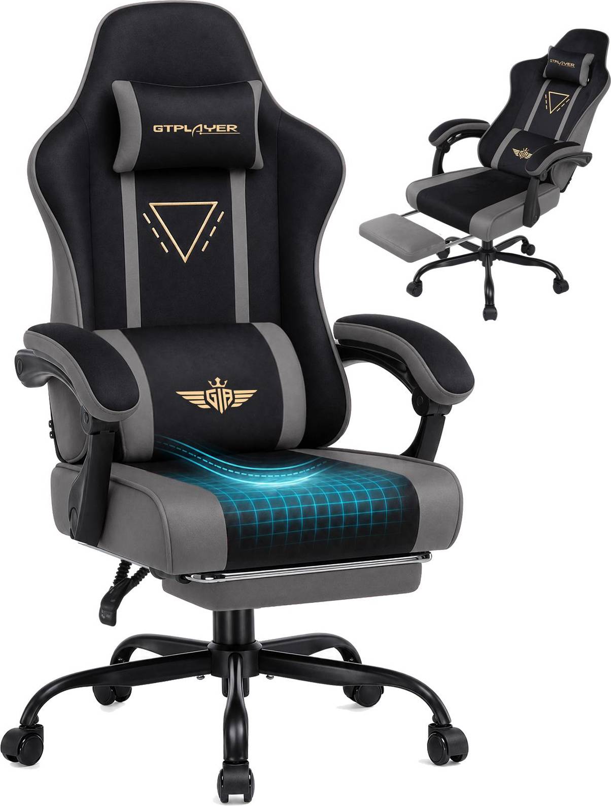 GTPLAYER Swiveling PC Racing Game Chair Grey