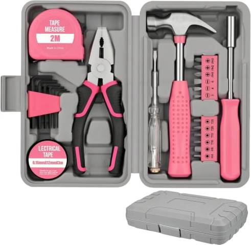 Pink tool box 24 Pcs Pink Tool Kit Set Tool Kit