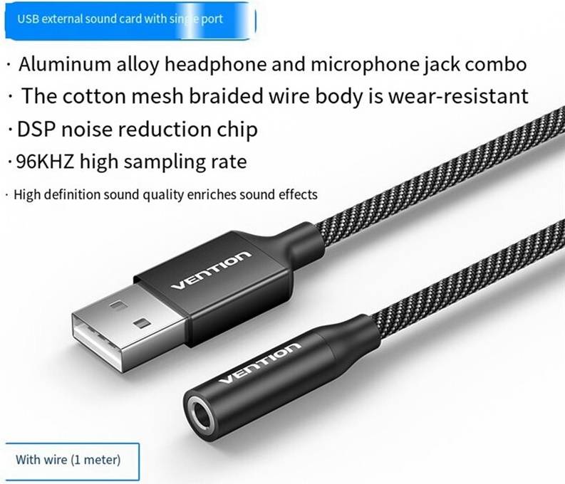 Vention USB Sound Card with Mic Headset Adapter