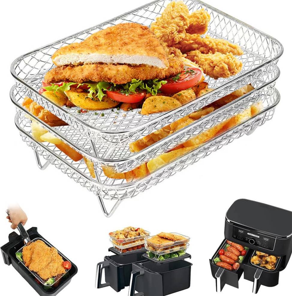 Ninja double air fryer 3-Layer Stainless Steel Cooking Rack Ninja Double Stake XL