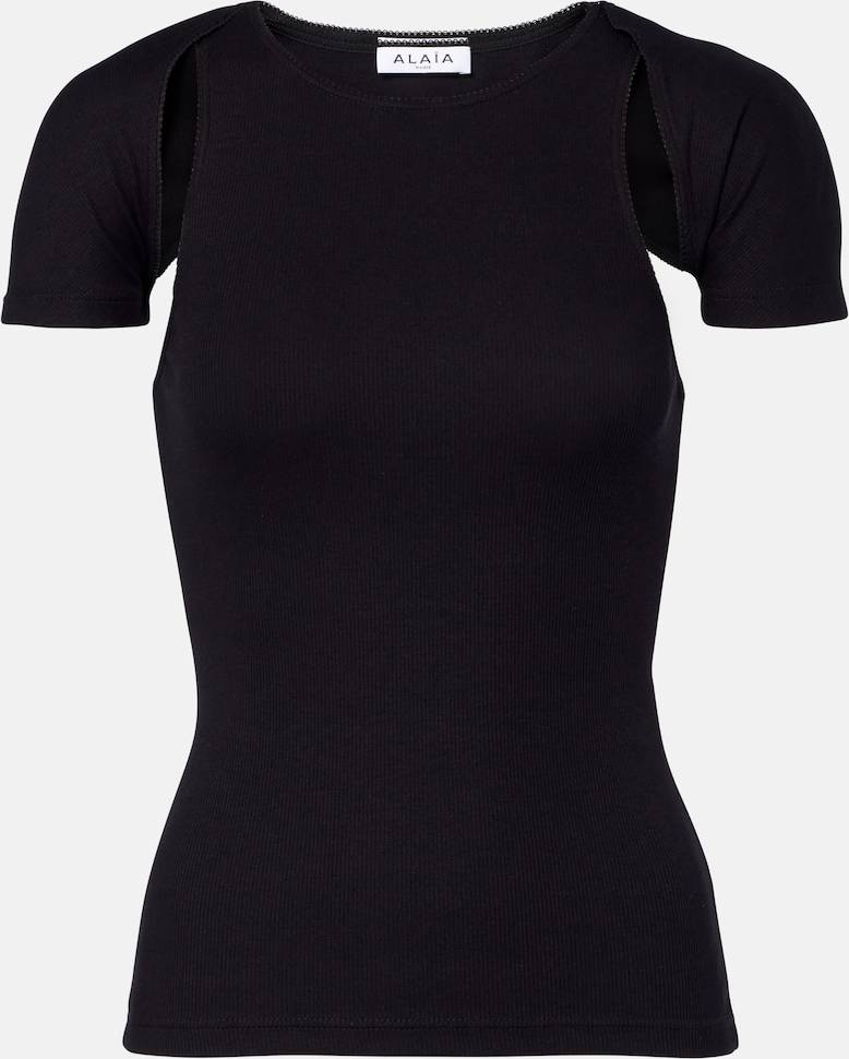 Alaïa Layered Ribbed-Knit Jersey Top