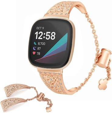 Fitbit Versa 3 Sense Shiny Rhinestone Watch Band Gold