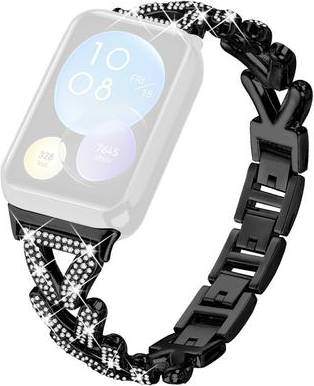 Metal Twisted Watch Band Rhinestone Decor