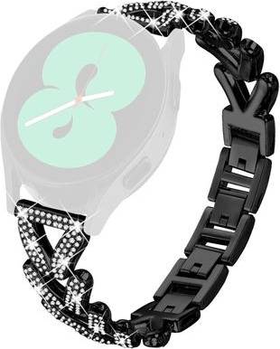 Metal Twisted Watch Band Rhinestone Decor