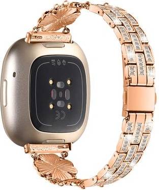 Fitbit Sense Versa 3 Rhinestone Metal Strap Rose Gold