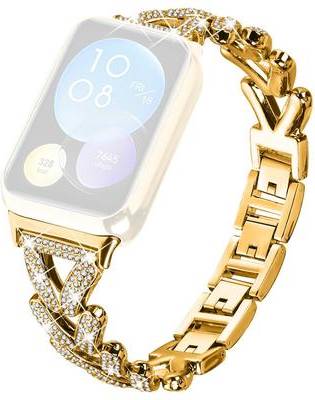 Metal Twisted Watch Band Rhinestone Decor
