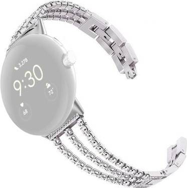 Google Pixel Watch Rhinestone Metal Strap Silver