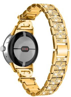 Google Pixel Watch Rhinestone Stainless Steel Strap Gold