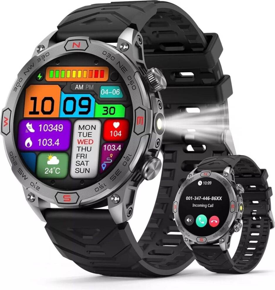 Outdoor Smartwatch With LED Flashlight