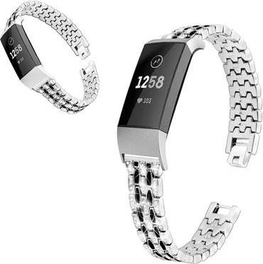 Fitbit Charge 3 Rhinestone Watch Band Silver