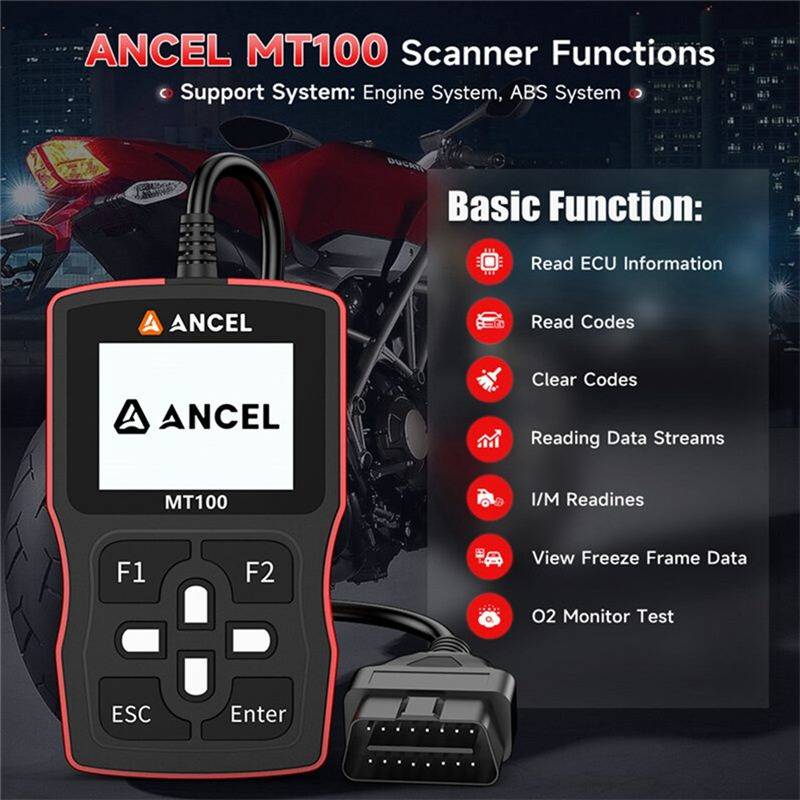 MT100 Motorcycle Diagnostic Tool OBD2 Decoder
