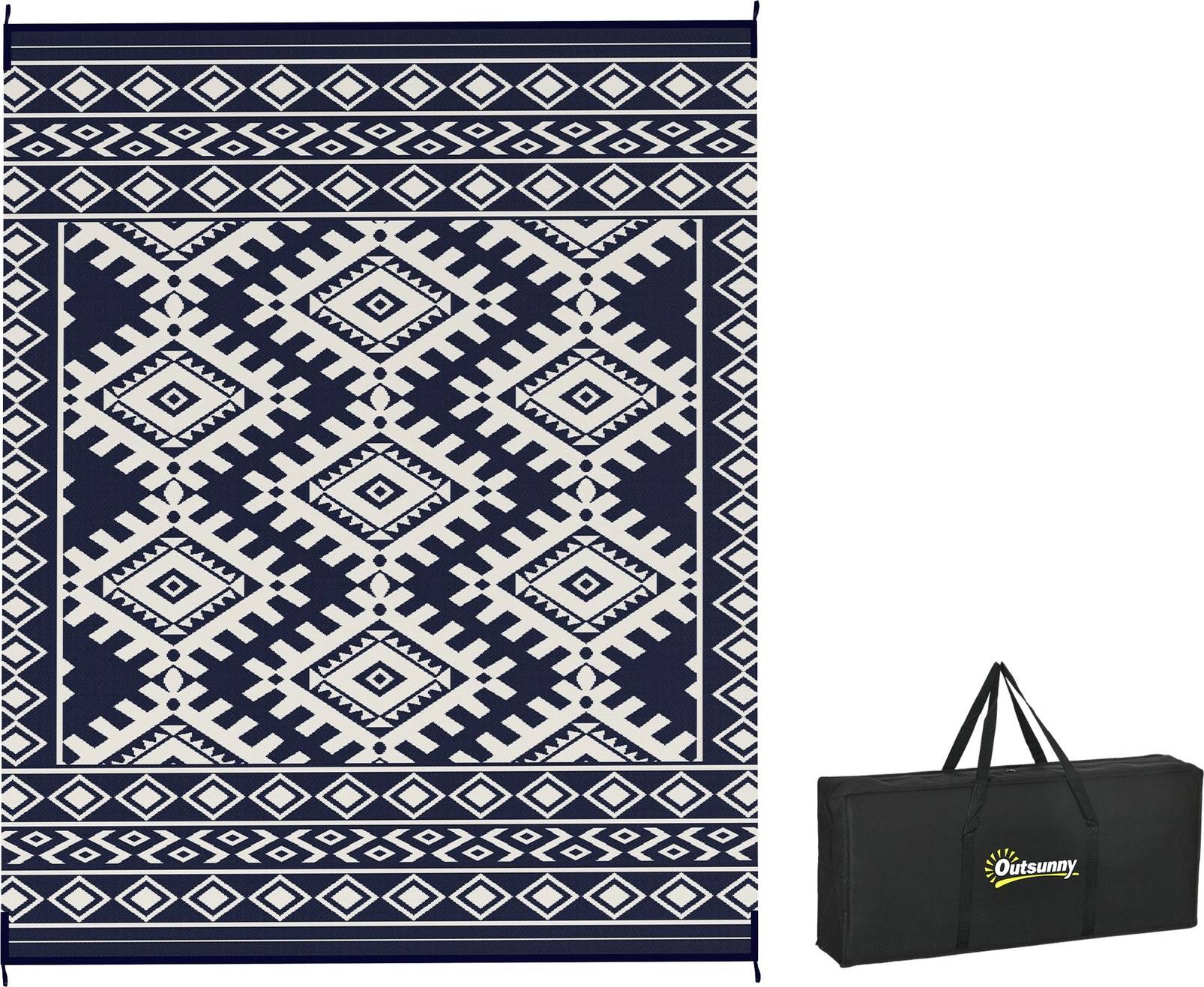OutSunny Reversible Waterproof Outdoor Rug 8' x 10' Blue