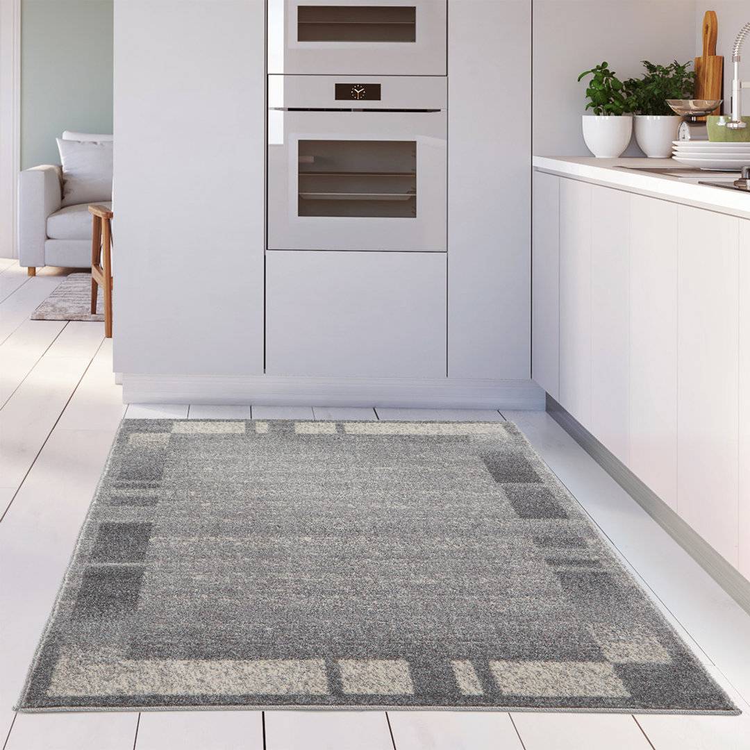 THE RUGS Ephesus Collection Living Room Rug Bordered Design 120 x 170 cm Grey