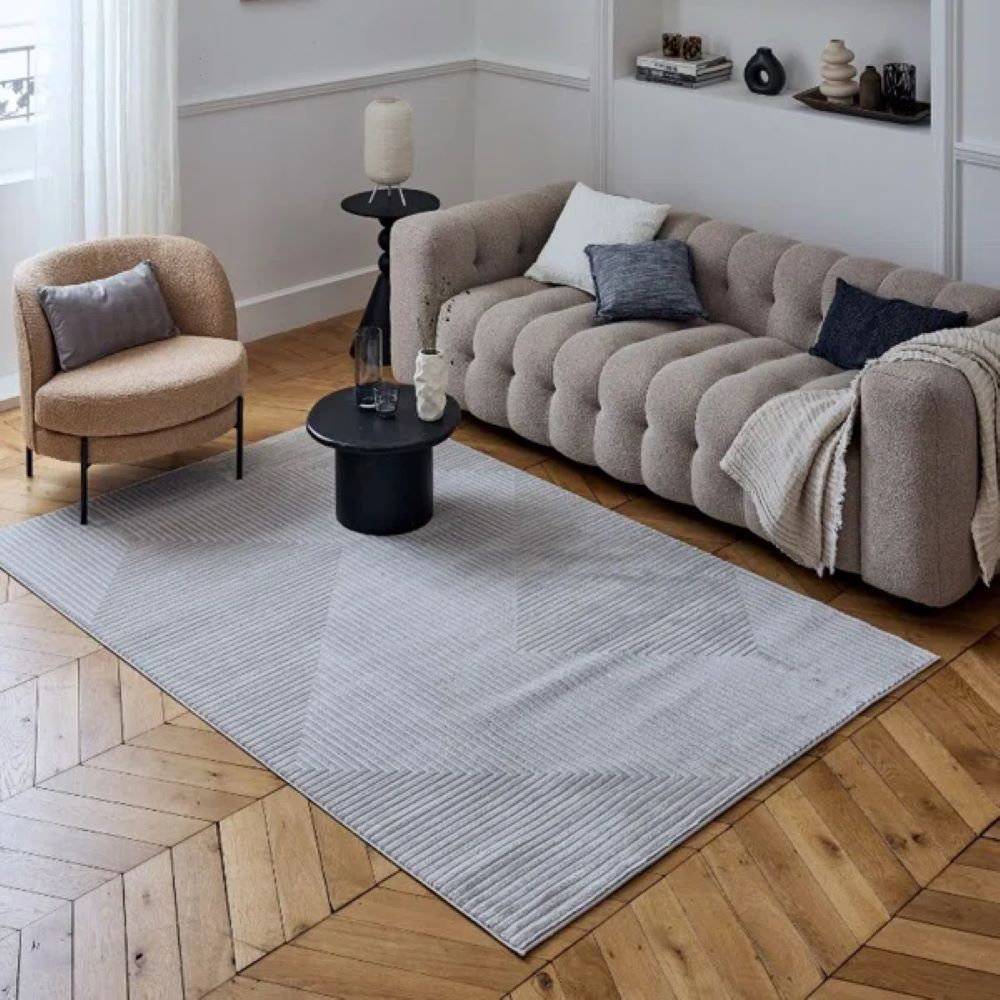 THE RUGS Modern Geometric Area Rug Rectangle 160 x 230 cm Grey