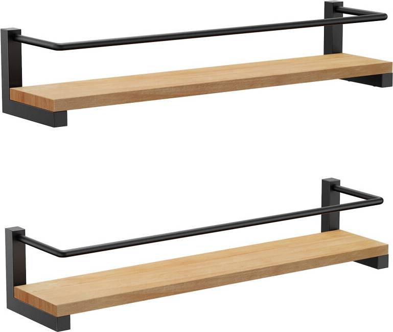 OROPY 2 Pack Spice Rack Solid Wood Wall Mount