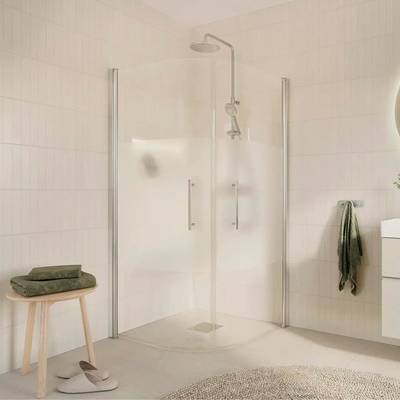 Arrow Rund Duschhörna Round Delvis Frostat 100x90 Silver