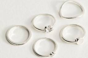 New Look Silver Tone Sleek Stacking Rings - M