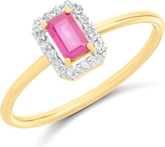 F.Hinds Rectangular Ruby And Diamond Cluster Ring - D7446-S