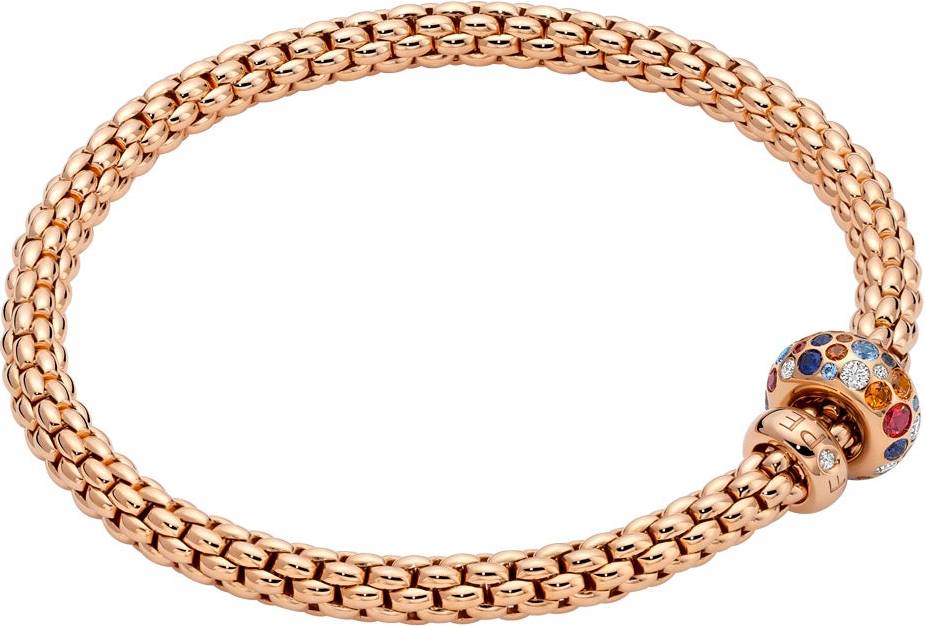 Fope Multi-Coloured Gemstone Pavé Rondel Bracelet