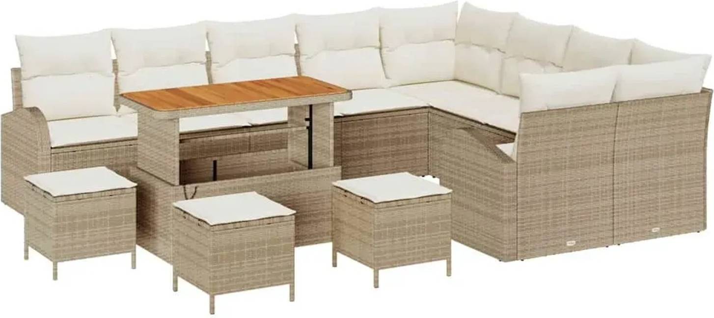 vidaXL Gartensofa Set 13 Stk Beige Poly-Rattan Lounge-Set