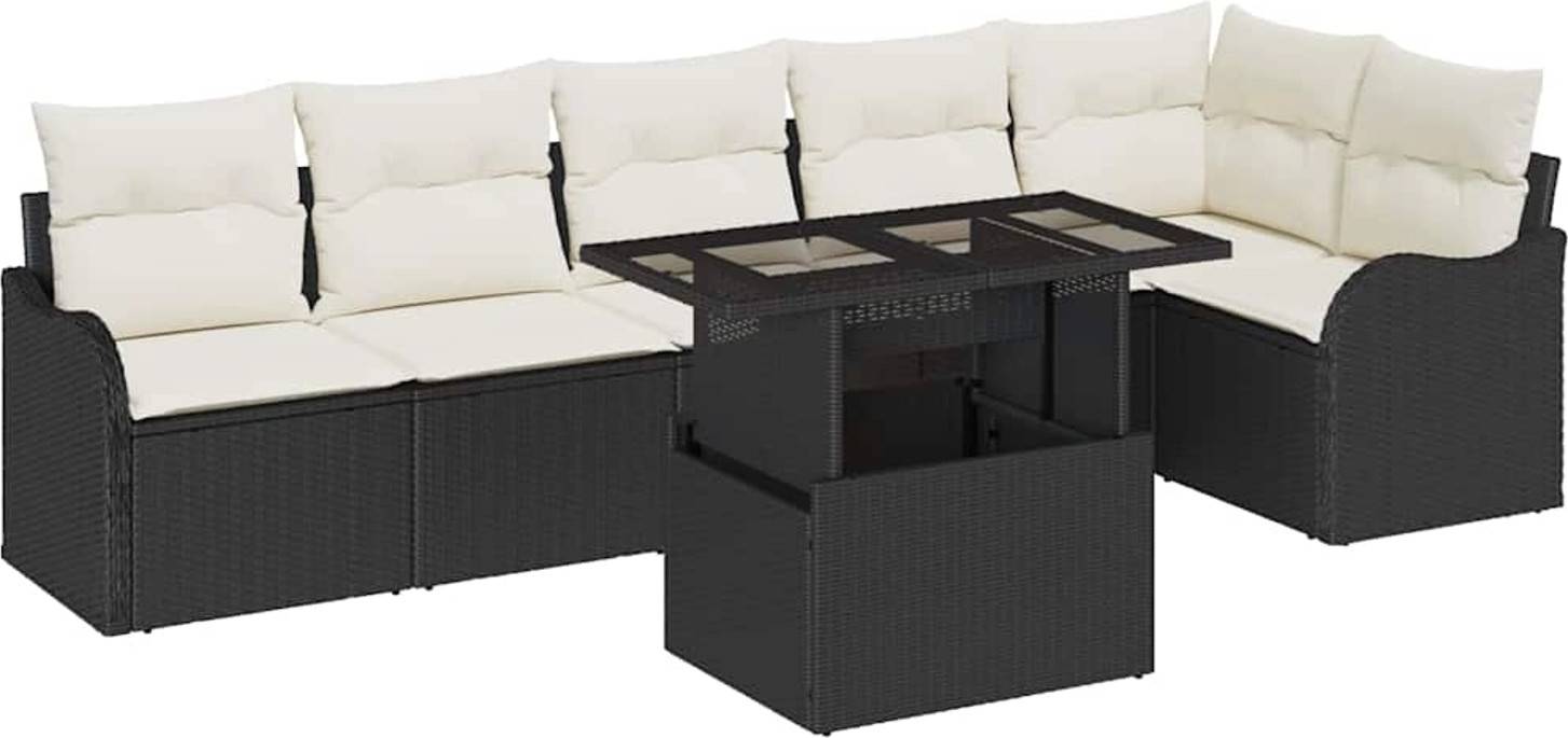 vidaXL Sofa Sæt 7 Stk Sort Poly Rattan