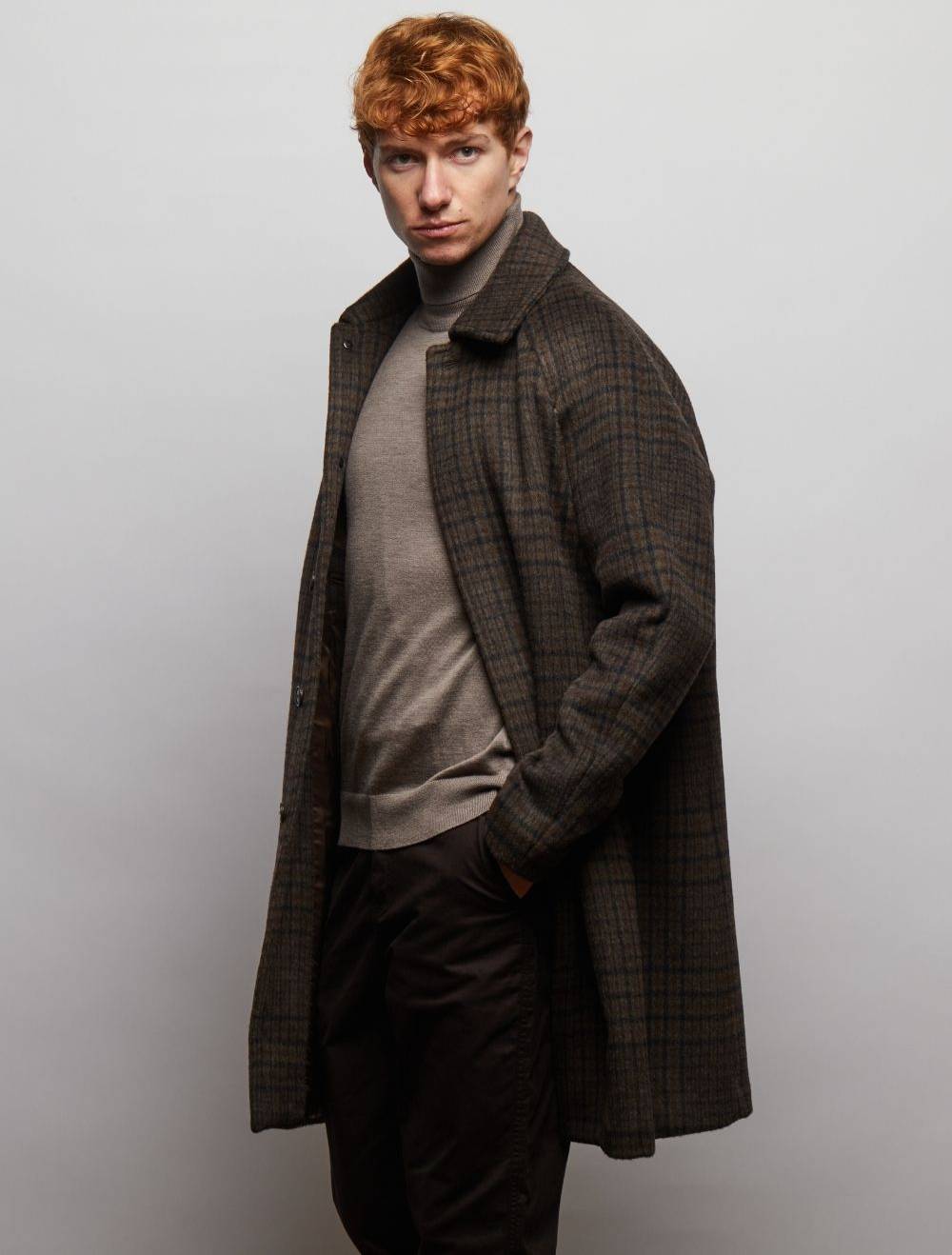 Guards London Coldstream Wool Check Overcoat - Brown Check
