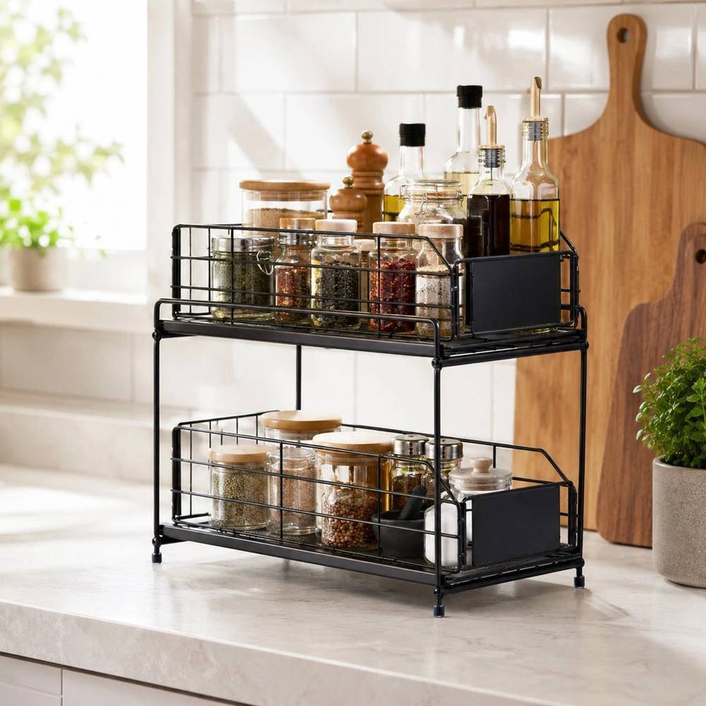 Eonlion 2 Tier Kitchen Spice Rack Metal Countertop
