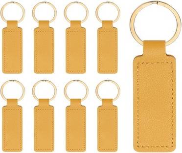 Sublimation Uxcell Leather Keychain Sublimation Blanks Rectangular Yellow