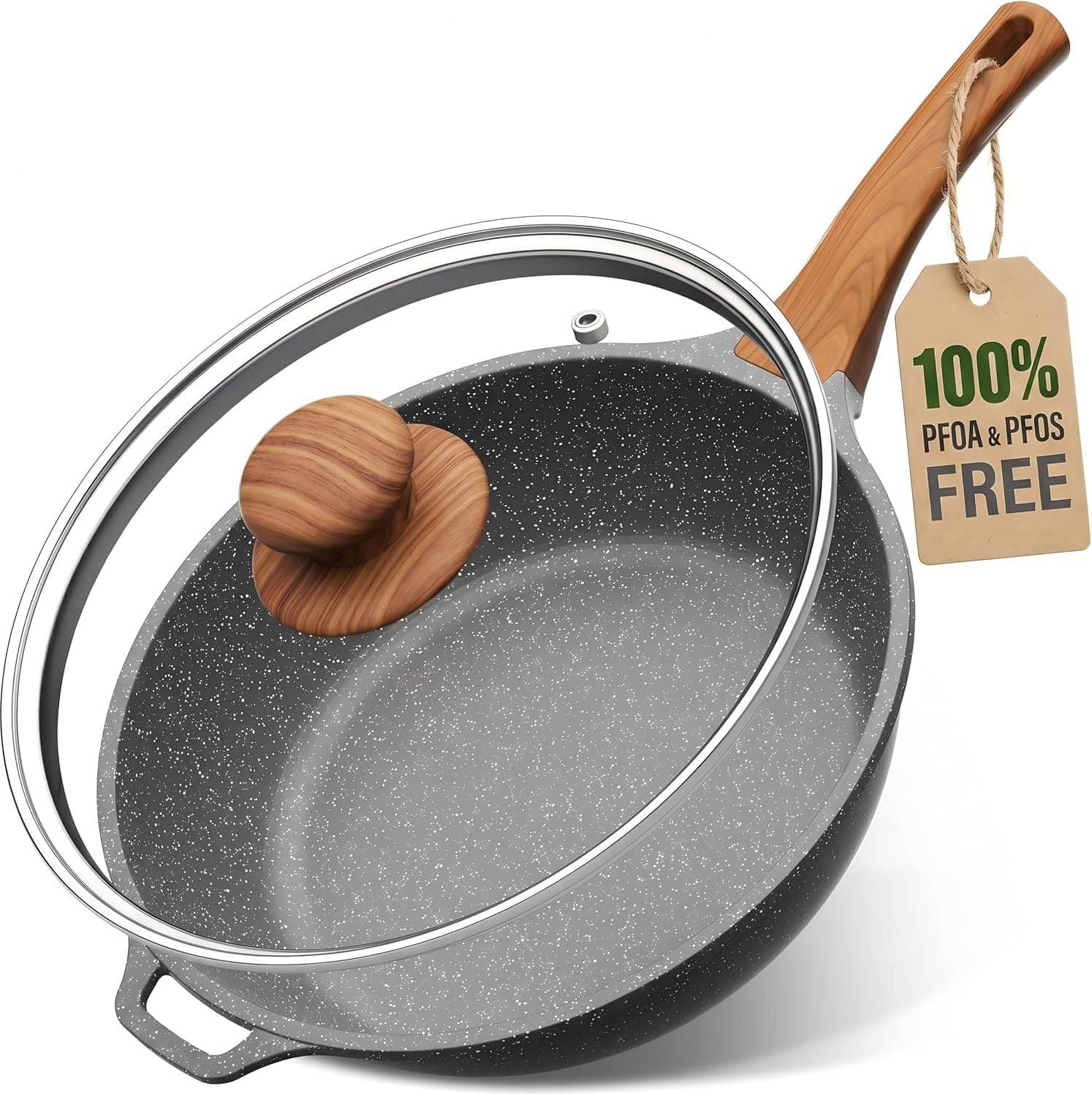Nonstick Deep Frying Pan Inch Gray