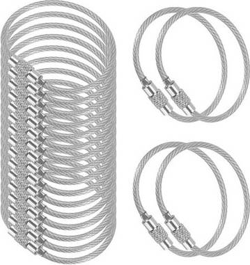 Uxcell 3.9 Inch Wire Keychain Cable Key Ring Loop - Silver