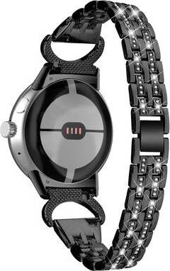 Google Pixel Watch Rhinestone Metal Strap Black