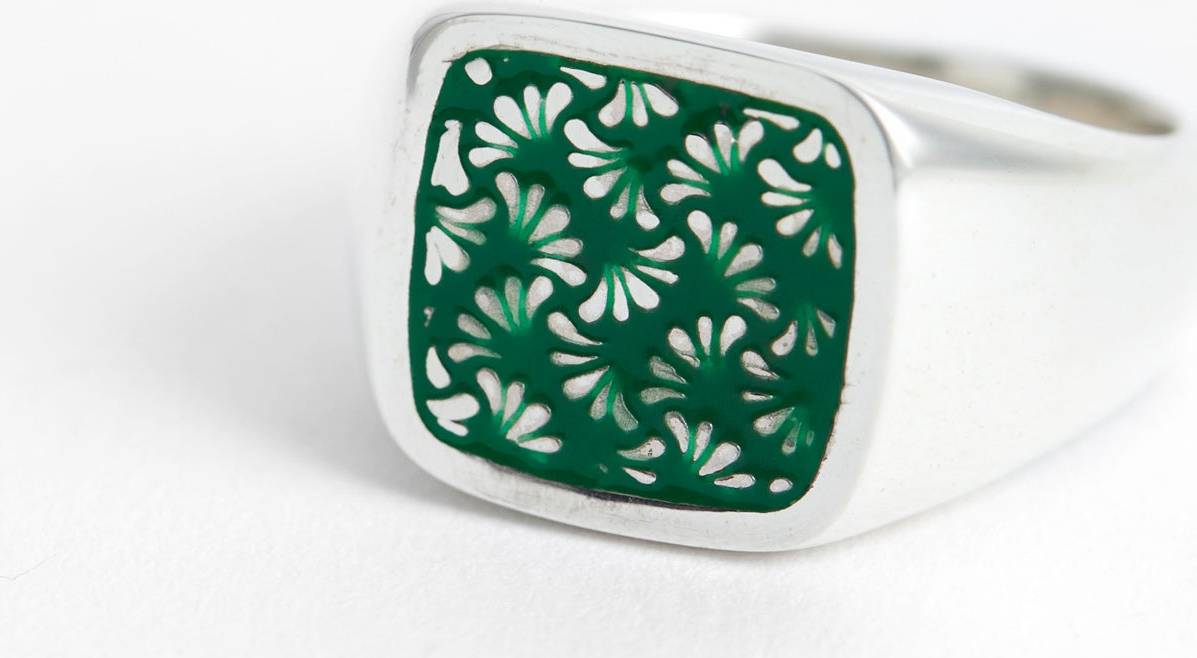 Signet ring silver Maple Floral Signet Ring Silver