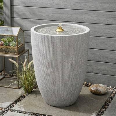 B&Q Hortus Lite Ribbed Stone Look Water Feature
