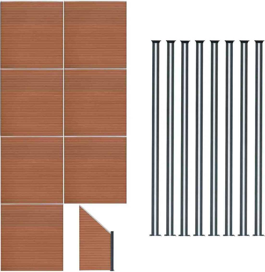MonsterShop Composite Fence Panels X 7 AngLED Piece LED Posts 8 Pcs