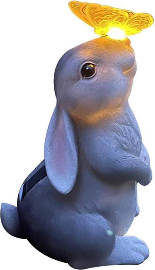 Kikidex Rabbit Statue Solar Garden Ornament with Light