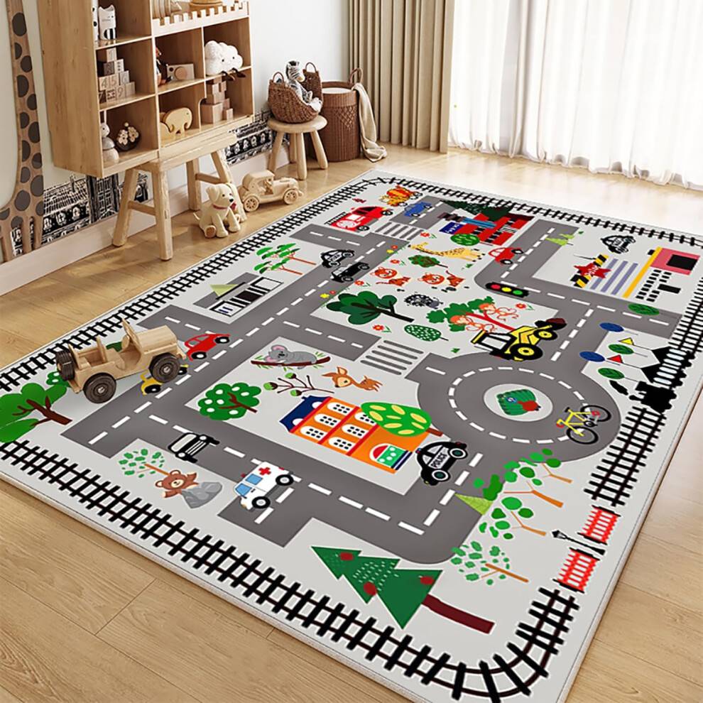 Rectangular Grey Kids Play Rug 120 x 160 cm
