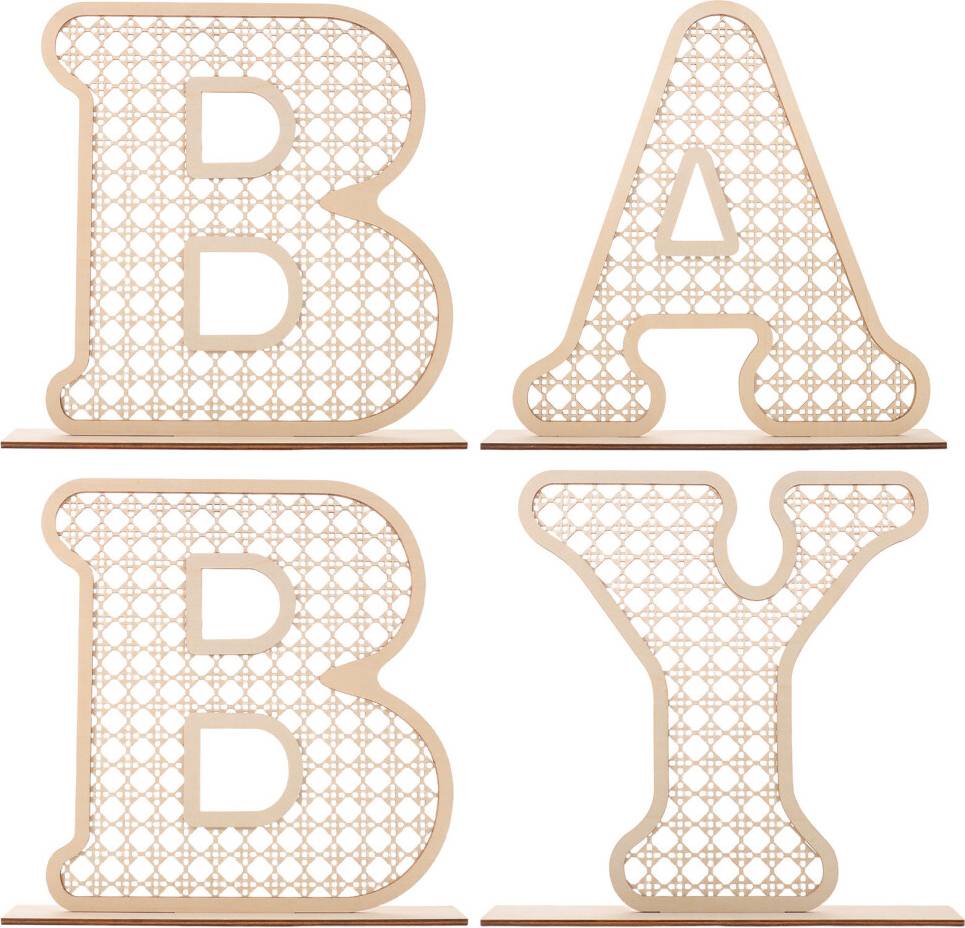 Inoomp 4Pcs Boho Rustic Wood Baby Letters