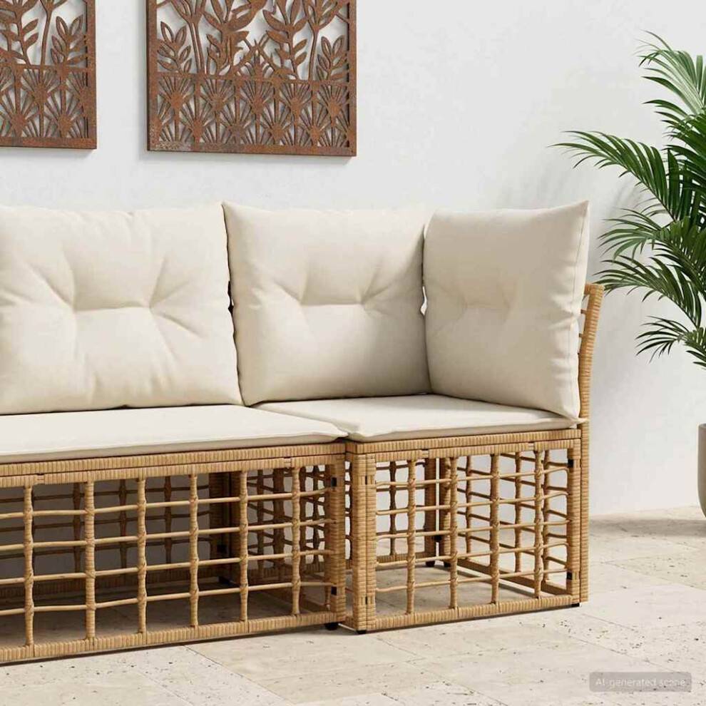 Rattan corner garden sofa vidaXL Modular Outdoor Corner Sofa Unit Natural Poly Rattan Brown Modular Sofa