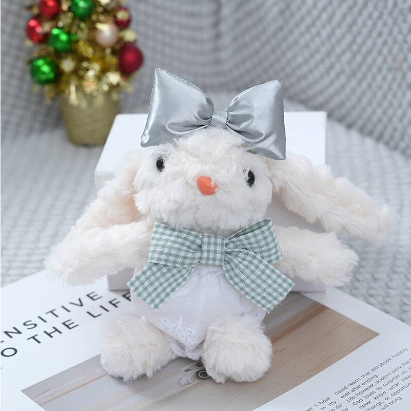 Cartoon Rabbit Plush Doll Green Bow
