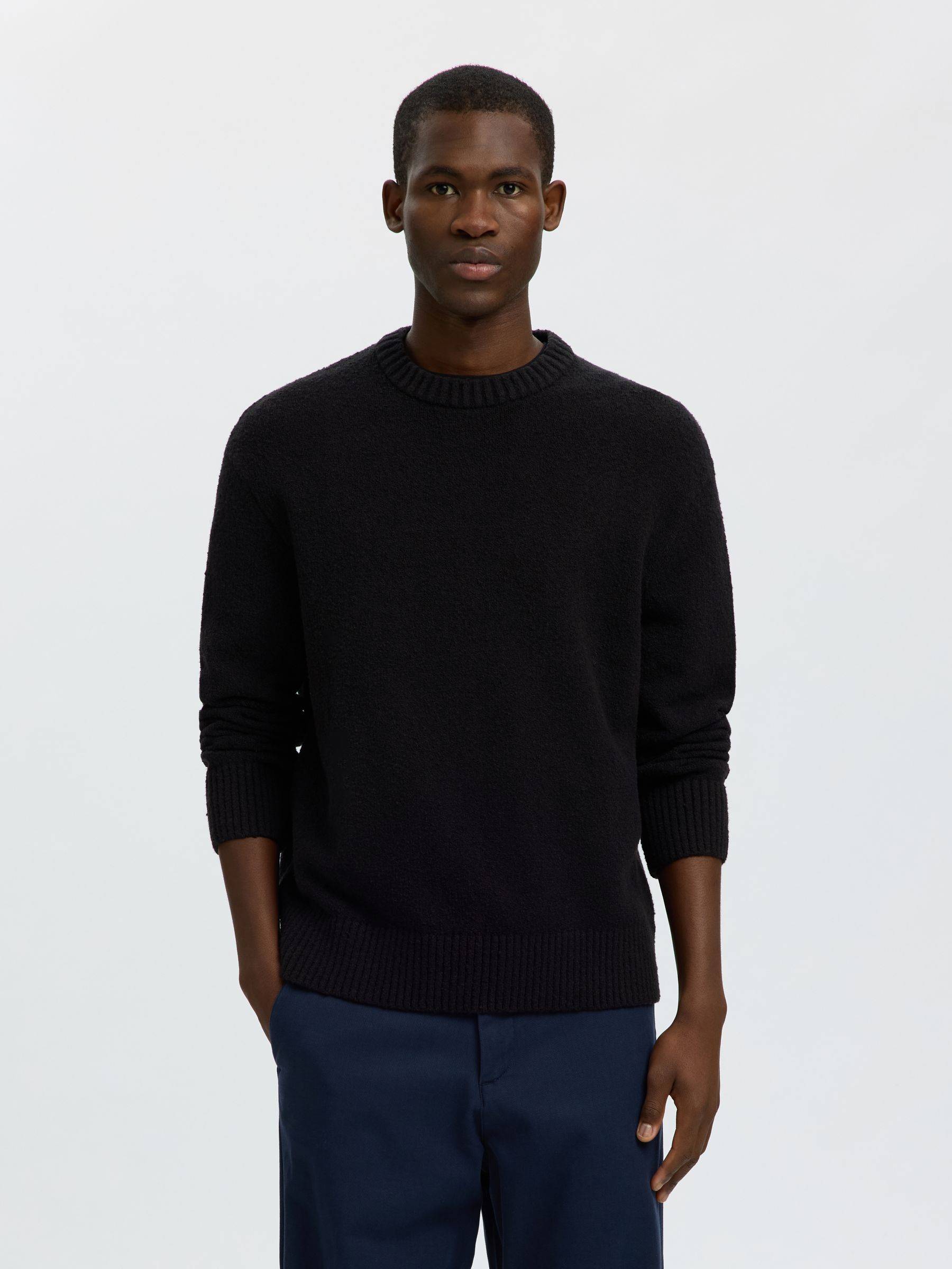 Selected Pullover Slmbraun Knit Rlx Rib Crew Neck Noo - Sort