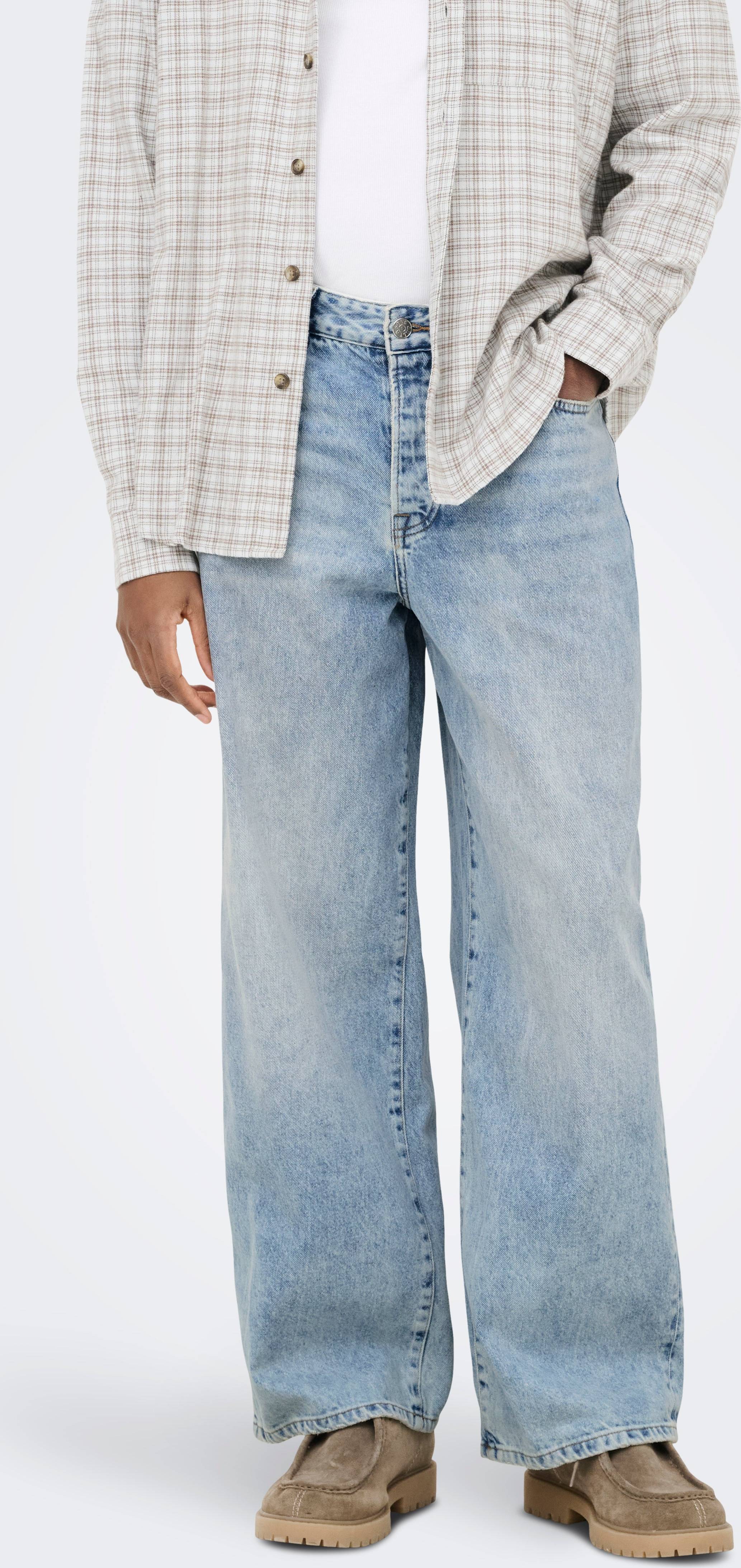 Only & Sons Mid Rise Wide Leg Fit Jeans