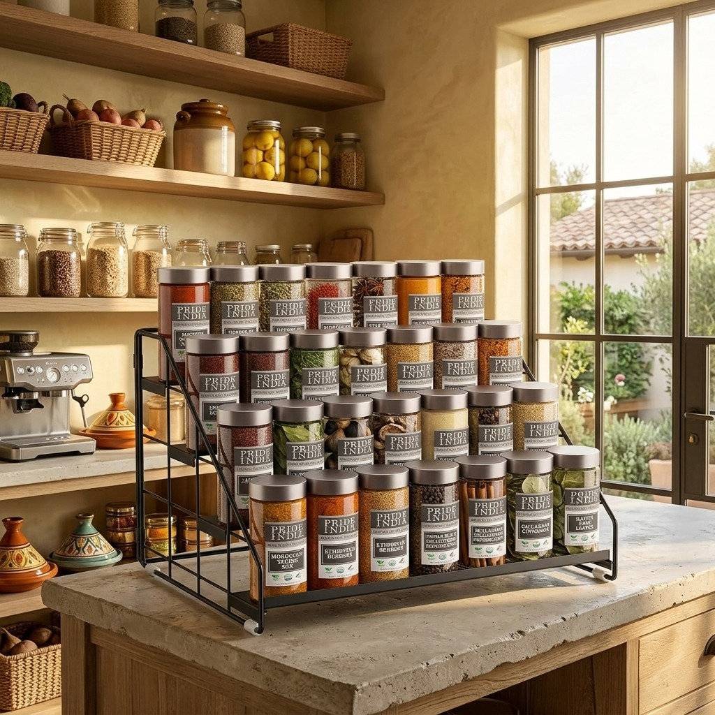 Belfry Kitchen Adjustable 4-Tier Metal Spice Rack Organizer
