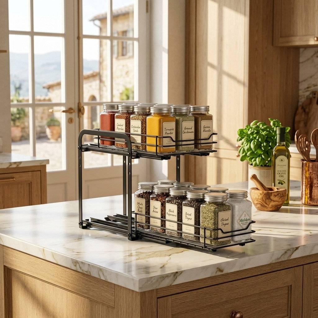 Belfry Kitchen 2-Tier Pull-Out Spice Rack Organizer
